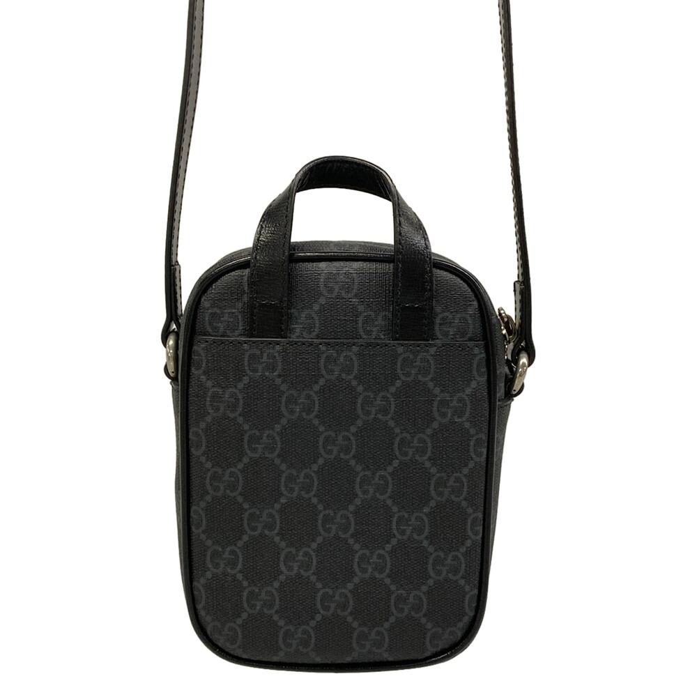 Gucci GG Plus GG Supreme/Interlocking G Shoulder Bag 672952 Black Dark Gray PVC - Picture 3 of 15